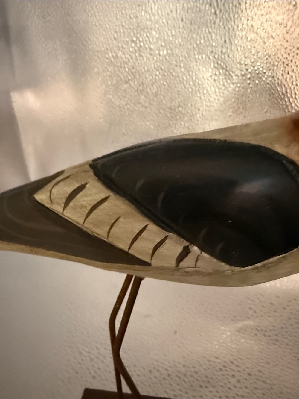 Handcrafted Wooden Shorebird Figurine - Brown and Black - Picture 7 of 11